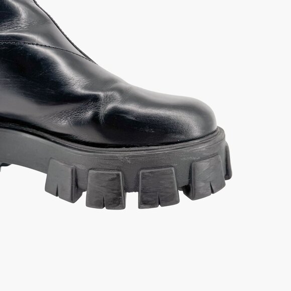 Prada Monolith Chelsea Ankle Boots Size 41 US 11 Black Leather Lug Sole Combat - Picture 12 of 15